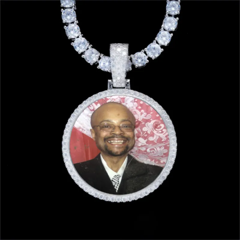 925S & VVS Moissanite 3D Circle Custom Picture Pendant sold by The GUU Shop