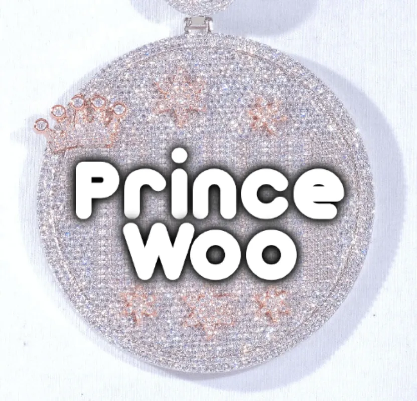 CUSTOM LETTER NECKLACE 3D BIG CROWN DISC sold by The GUU Shop