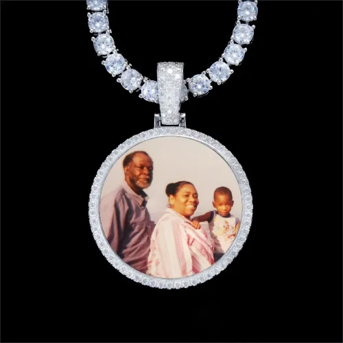 925S & VVS Moissanite 3D Circle Custom Picture Pendant sold by The GUU Shop