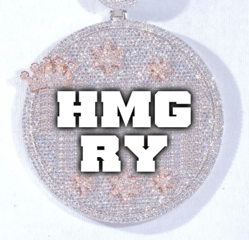 CUSTOM LETTER NECKLACE 3D BIG CROWN DISC sold by The GUU Shop