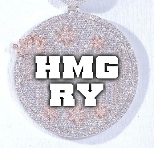 CUSTOM LETTER NECKLACE 3D BIG CROWN DISC sold by The GUU Shop