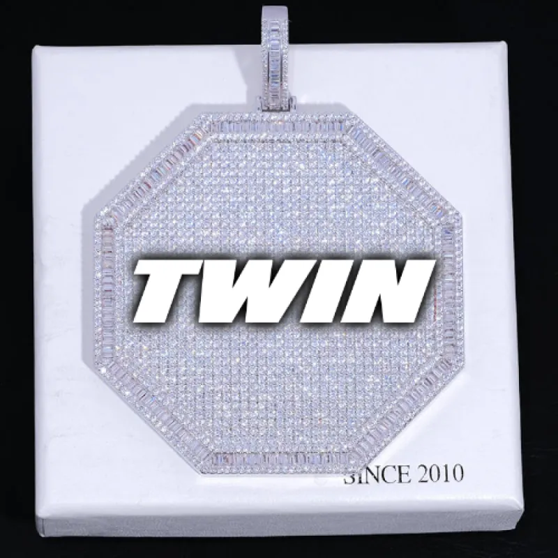 CUSTOM LETTER NECKLACE 3D BIG OCTAGON sold by The GUU Shop