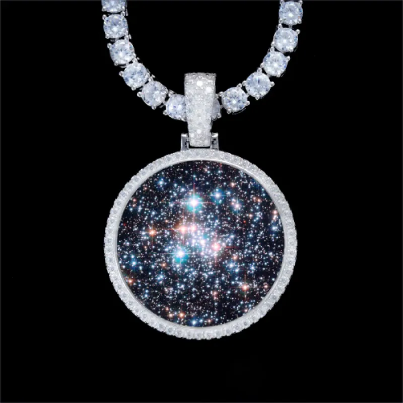 925S & VVS Moissanite 3D Circle Custom Picture Pendant sold by The GUU Shop