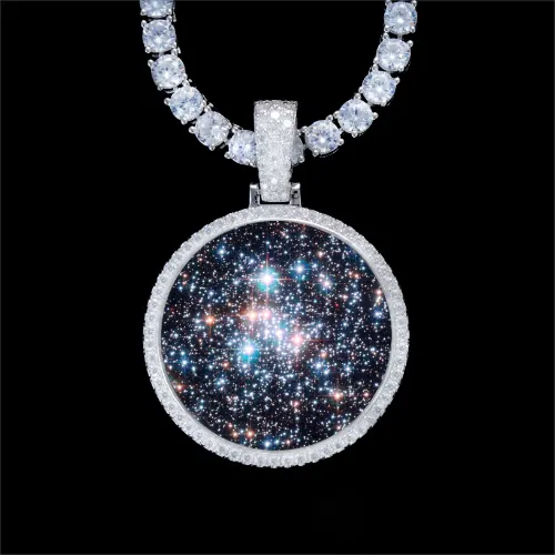 925S & VVS Moissanite 3D Circle Custom Picture Pendant sold by The GUU Shop