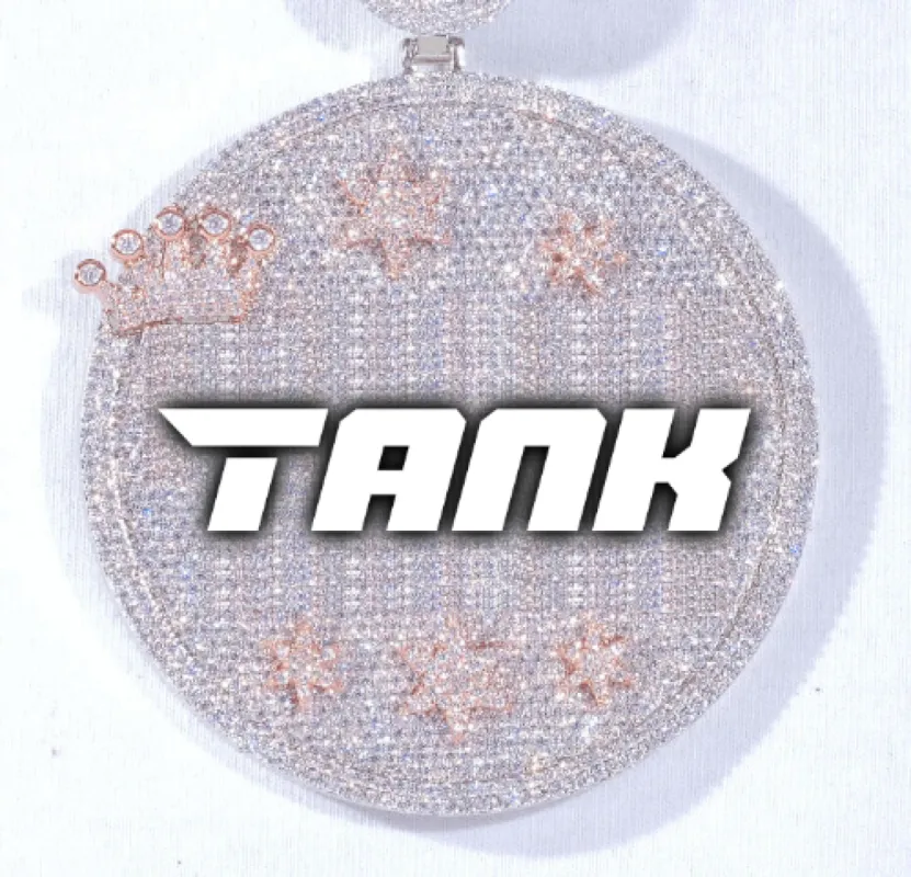 CUSTOM LETTER NECKLACE 3D BIG CROWN DISC sold by The GUU Shop