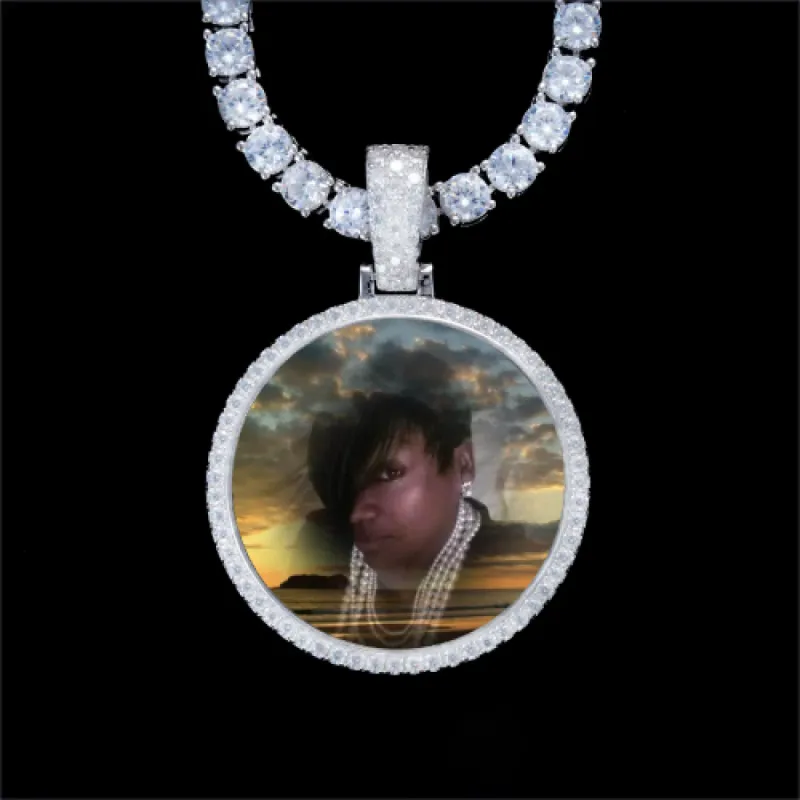 925S & VVS Moissanite 3D Circle Custom Picture Pendant sold by The GUU Shop