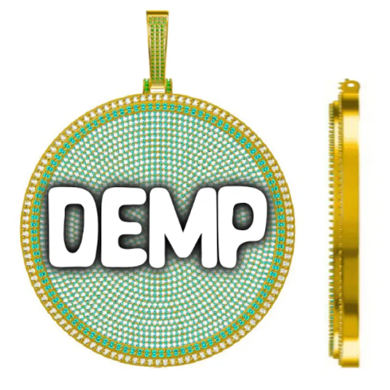 CUSTOM LETTER NECKLACE 3D BIG DISC sold by The GUU Shop