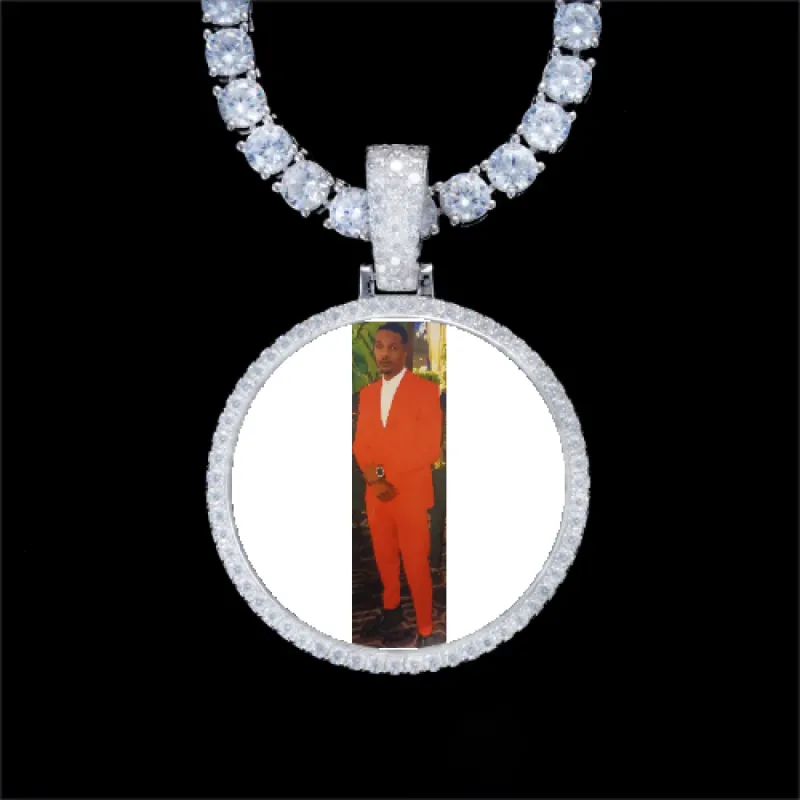 925S & VVS Moissanite 3D Circle Custom Picture Pendant sold by The GUU Shop