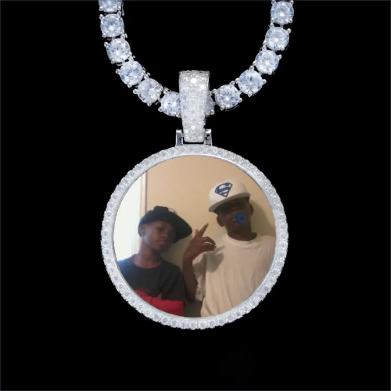 925S & VVS Moissanite 3D Circle Custom Picture Pendant sold by The GUU Shop