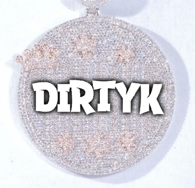 CUSTOM LETTER NECKLACE 3D BIG CROWN DISC sold by The GUU Shop