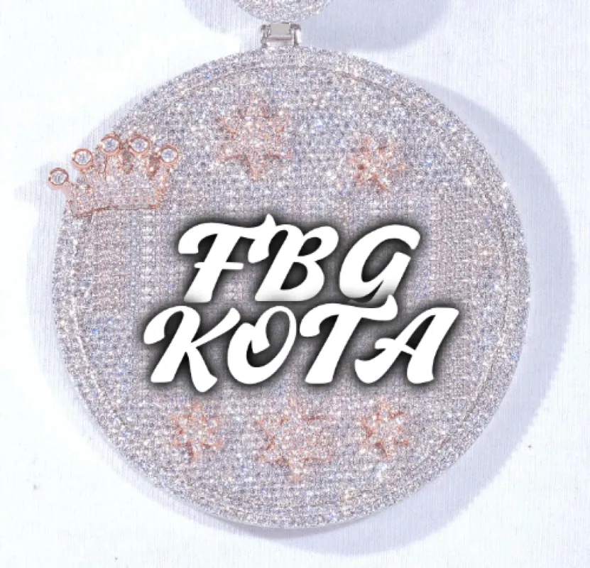 CUSTOM LETTER NECKLACE 3D BIG CROWN DISC sold by The GUU Shop