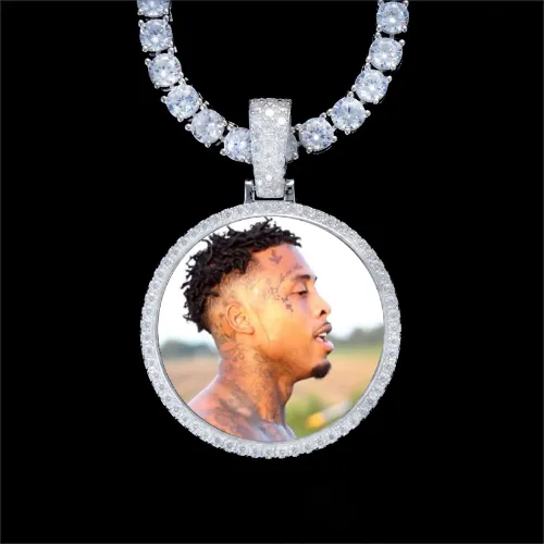 925S & VVS Moissanite 3D Circle Custom Picture Pendant sold by The GUU Shop