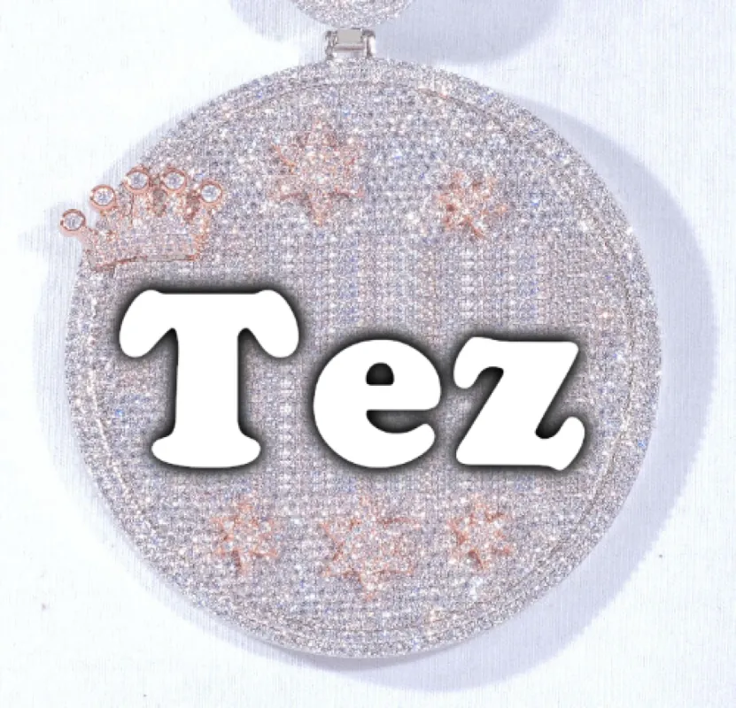 CUSTOM LETTER NECKLACE 3D BIG CROWN DISC sold by The GUU Shop