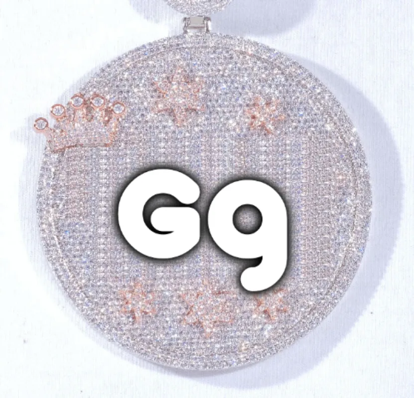 CUSTOM LETTER NECKLACE 3D BIG CROWN DISC sold by The GUU Shop