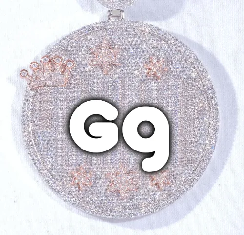 CUSTOM LETTER NECKLACE 3D BIG CROWN DISC sold by The GUU Shop