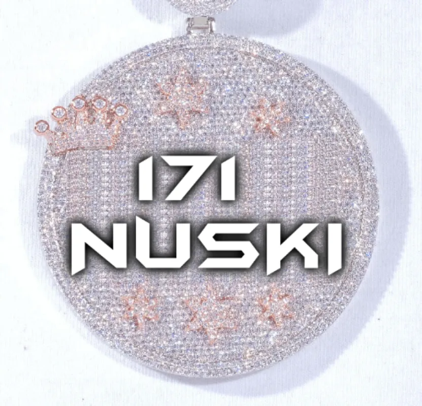 CUSTOM LETTER NECKLACE 3D BIG CROWN DISC sold by The GUU Shop