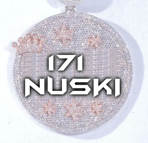 CUSTOM LETTER NECKLACE 3D BIG CROWN DISC sold by The GUU Shop