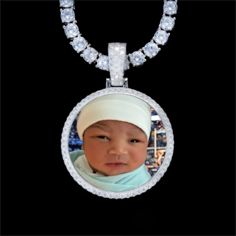 925S & VVS Moissanite 3D Circle Custom Picture Pendant sold by The GUU Shop