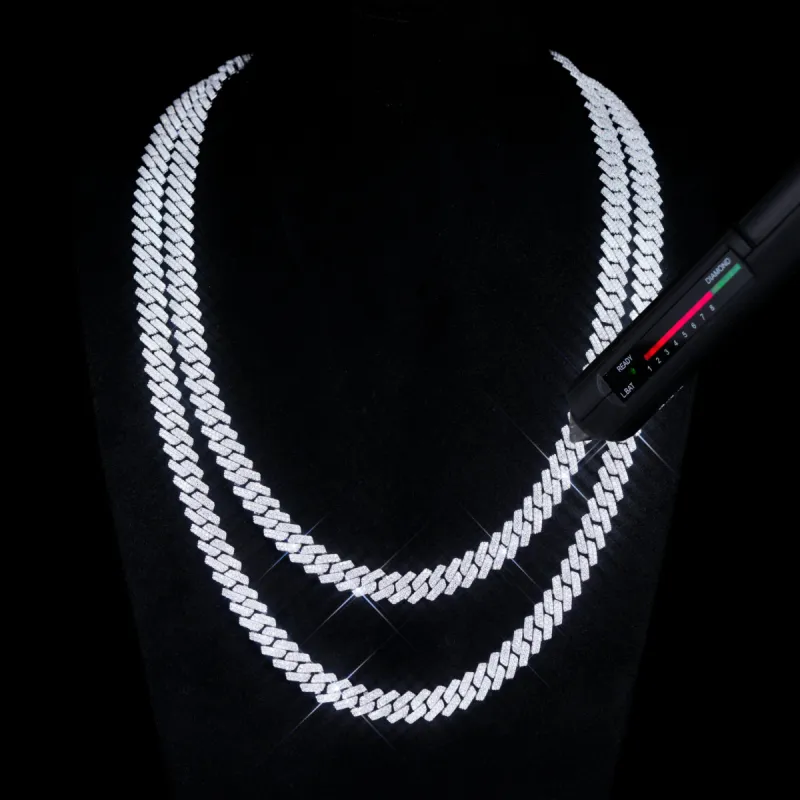 925S & VVS Moissanite 8.5MM Prong Cuban Link Chain sold by The GUU Shop