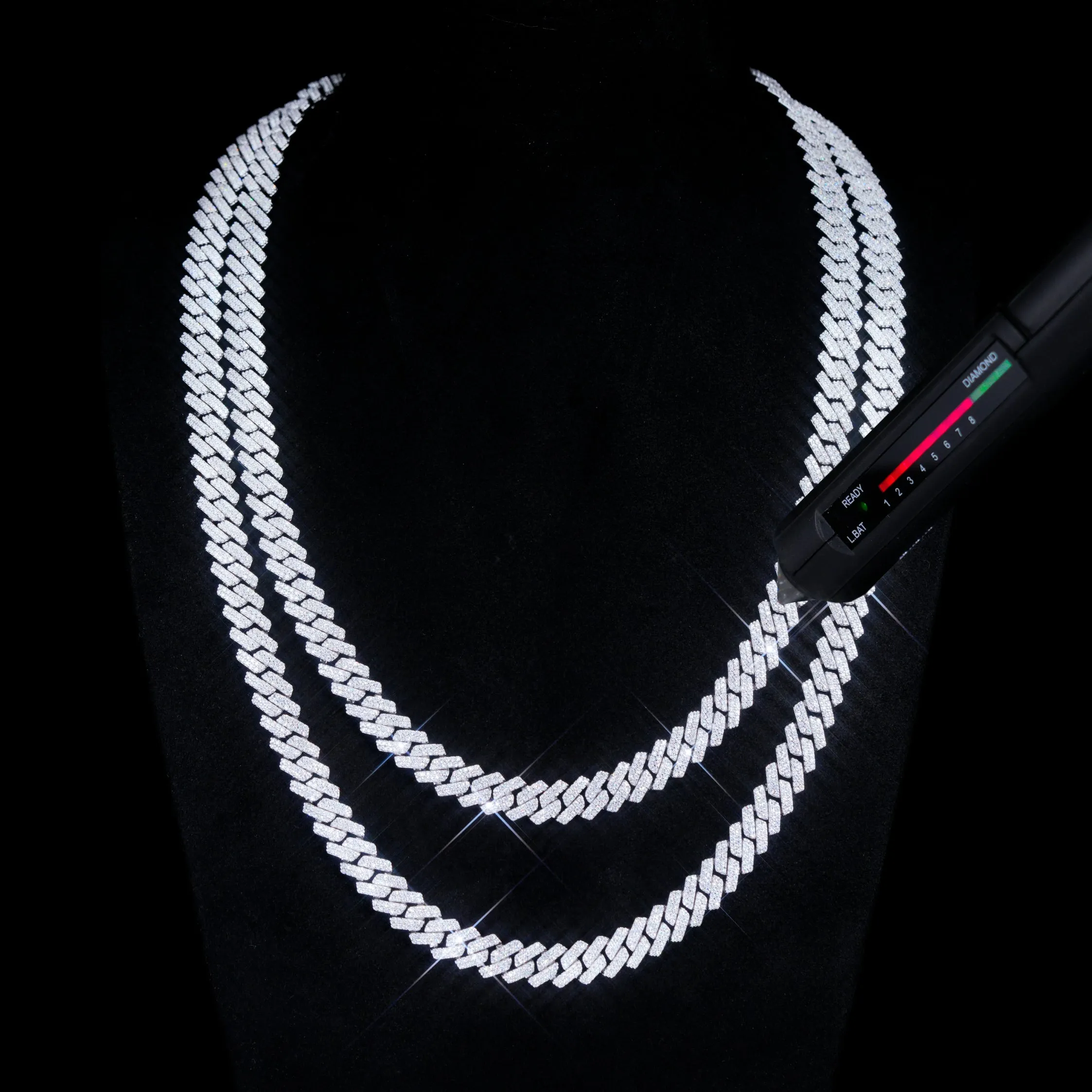 925S & VVS Moissanite 8.5MM Prong Cuban Link Chain sold by The GUU Shop