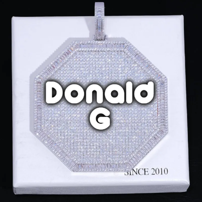 CUSTOM LETTER NECKLACE 3D BIG OCTAGON sold by The GUU Shop