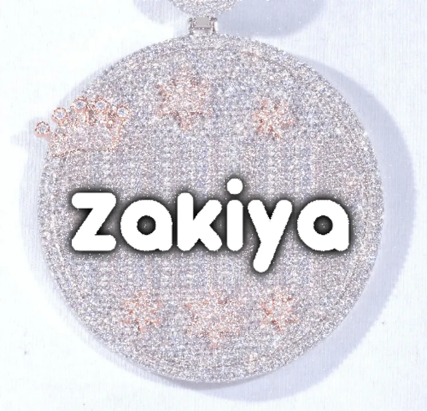 CUSTOM LETTER NECKLACE 3D BIG CROWN DISC sold by The GUU Shop