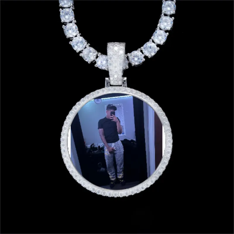 925S & VVS Moissanite 3D Circle Custom Picture Pendant sold by The GUU Shop