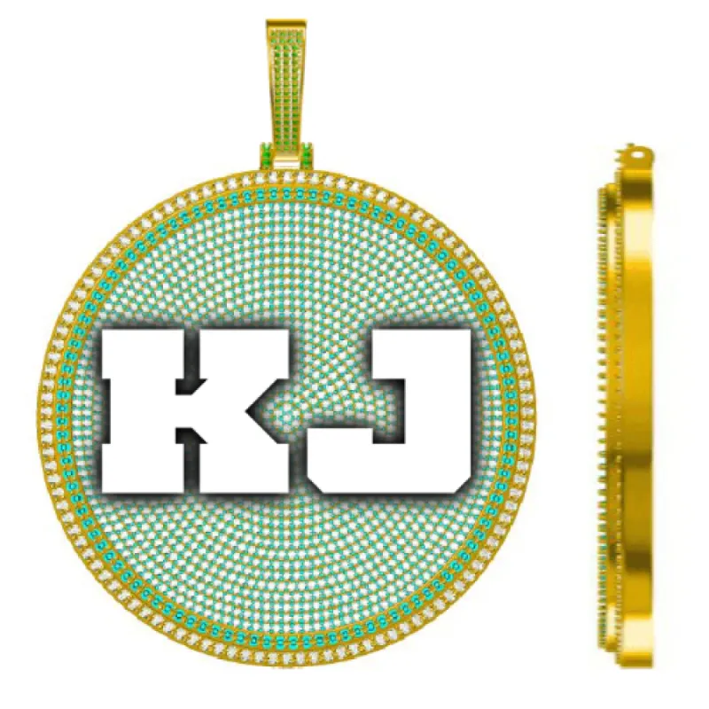 CUSTOM LETTER NECKLACE 3D BIG DISC sold by The GUU Shop