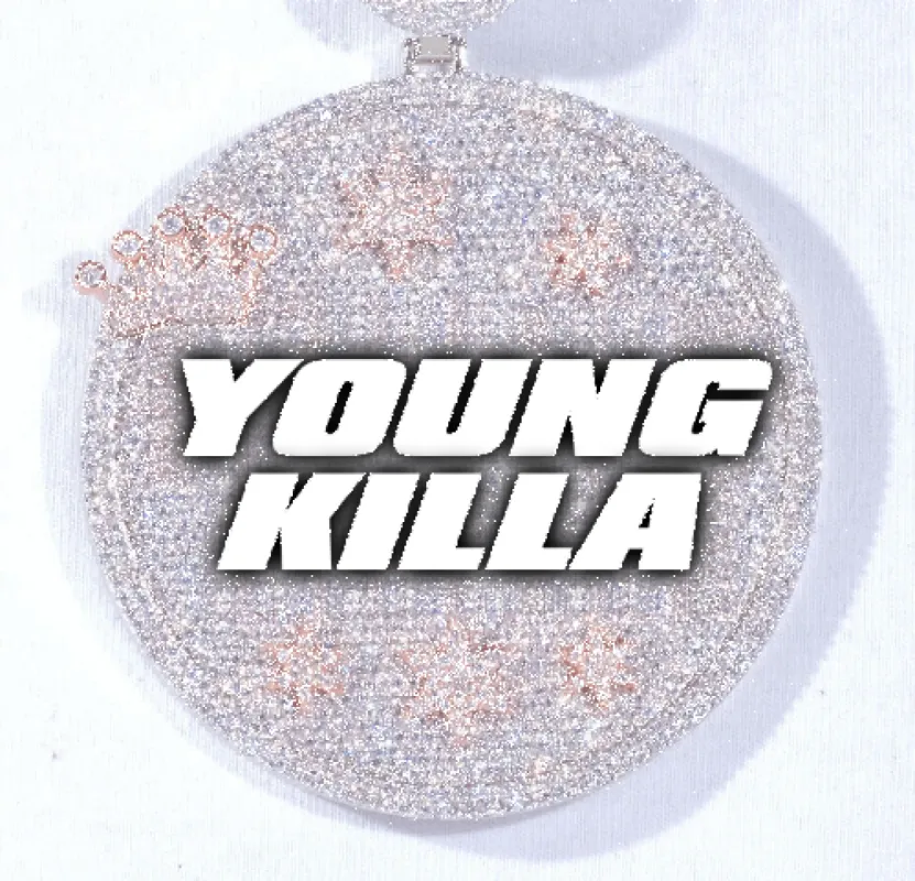 CUSTOM LETTER NECKLACE 3D BIG CROWN DISC sold by The GUU Shop