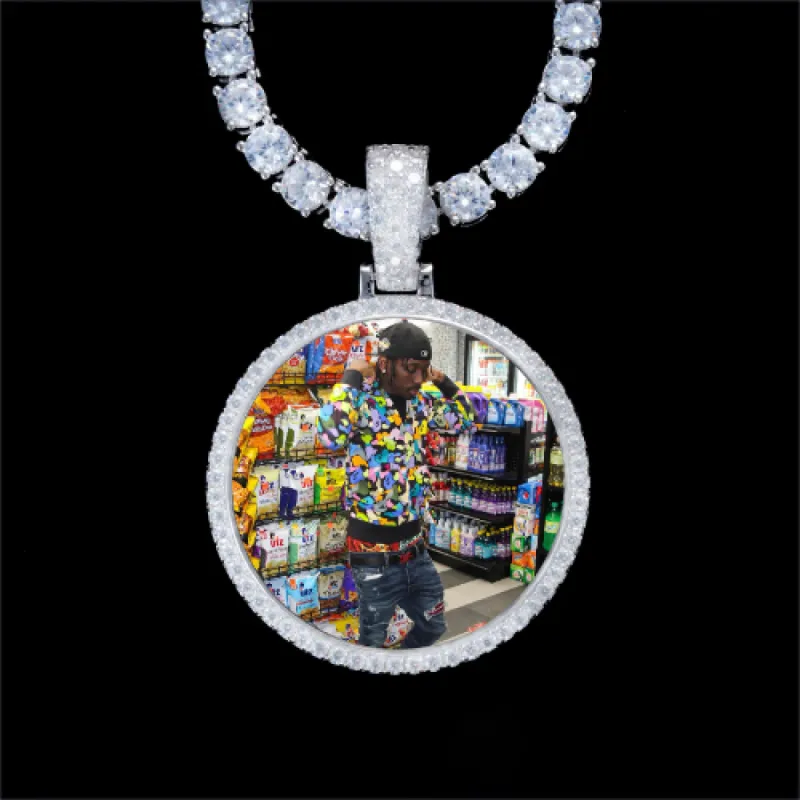 925S & VVS Moissanite 3D Circle Custom Picture Pendant sold by The GUU Shop
