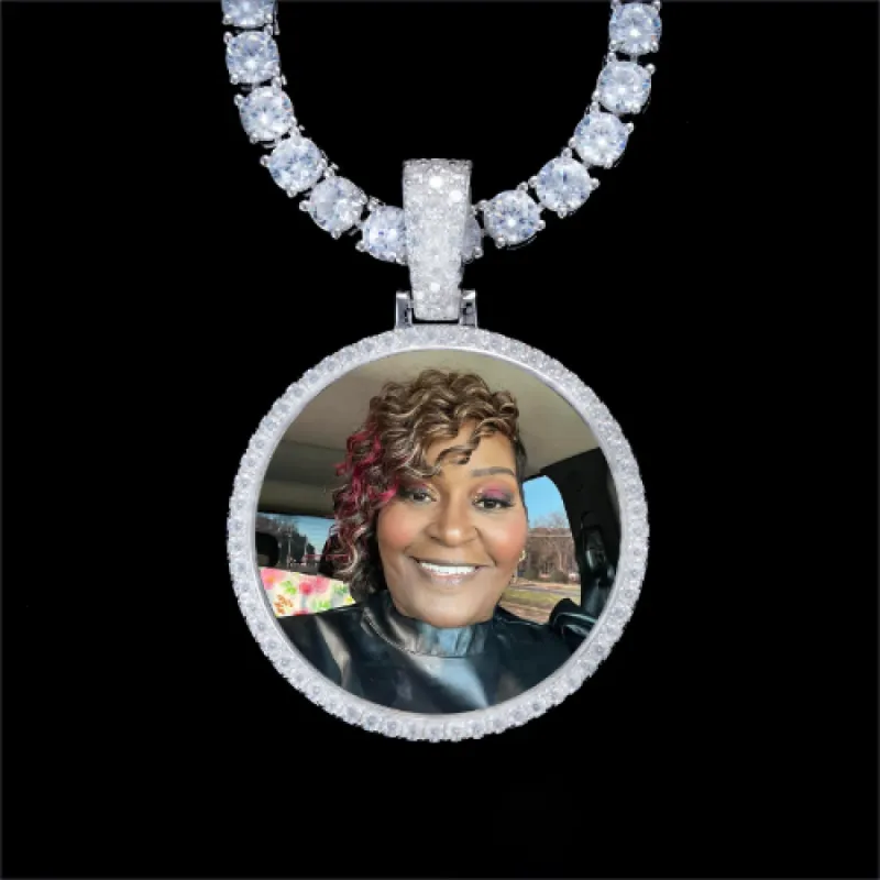 925S & VVS Moissanite 3D Circle Custom Picture Pendant sold by The GUU Shop