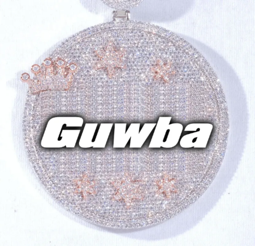 CUSTOM LETTER NECKLACE 3D BIG CROWN DISC sold by The GUU Shop