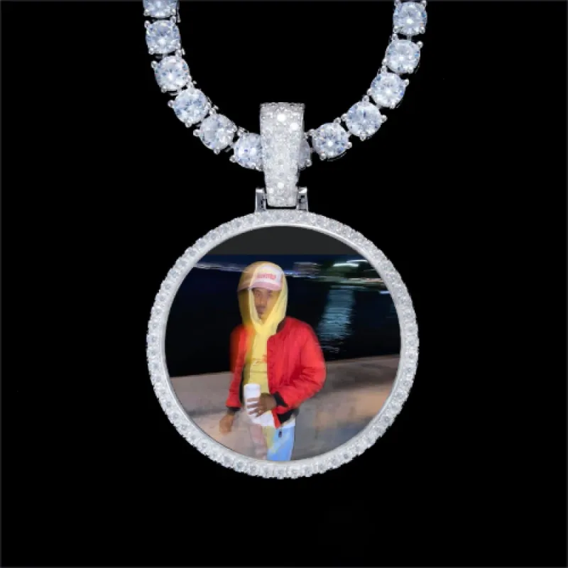 925S & VVS Moissanite 3D Circle Custom Picture Pendant sold by The GUU Shop