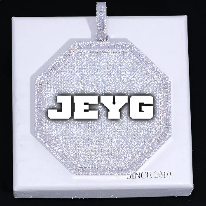CUSTOM LETTER NECKLACE 3D BIG OCTAGON sold by The GUU Shop