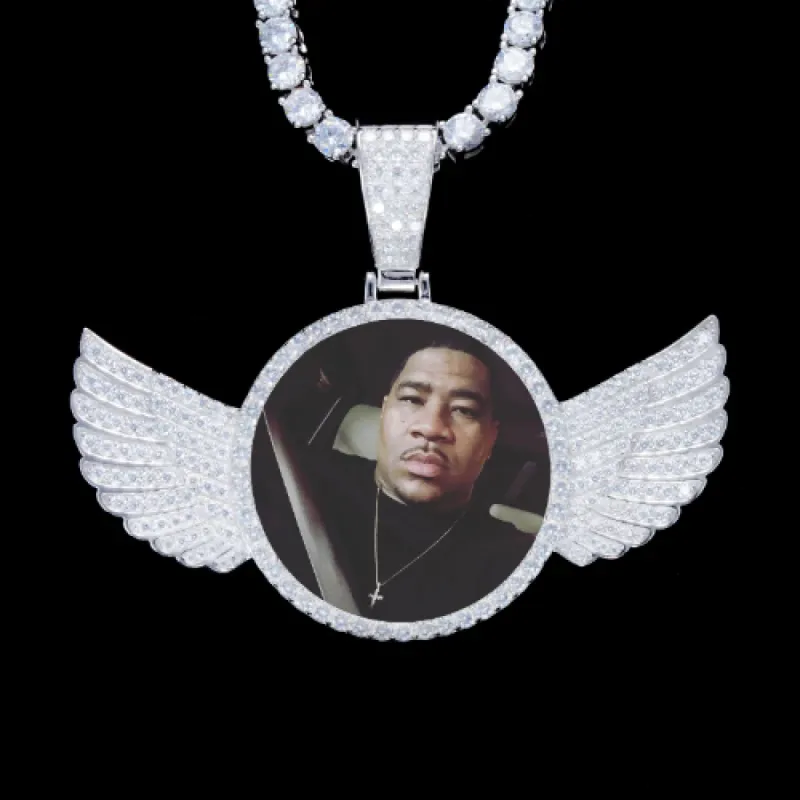 925S & VVS Moissanite 3D Wing Custom Picture Pendant sold by The GUU Shop