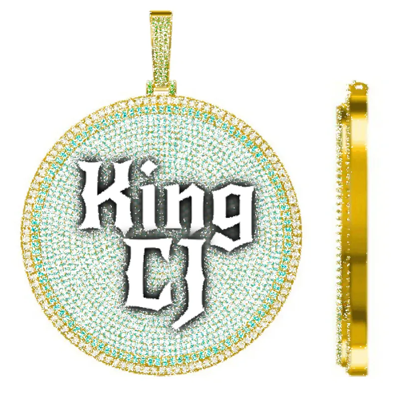 CUSTOM LETTER NECKLACE 3D BIG DISC sold by The GUU Shop