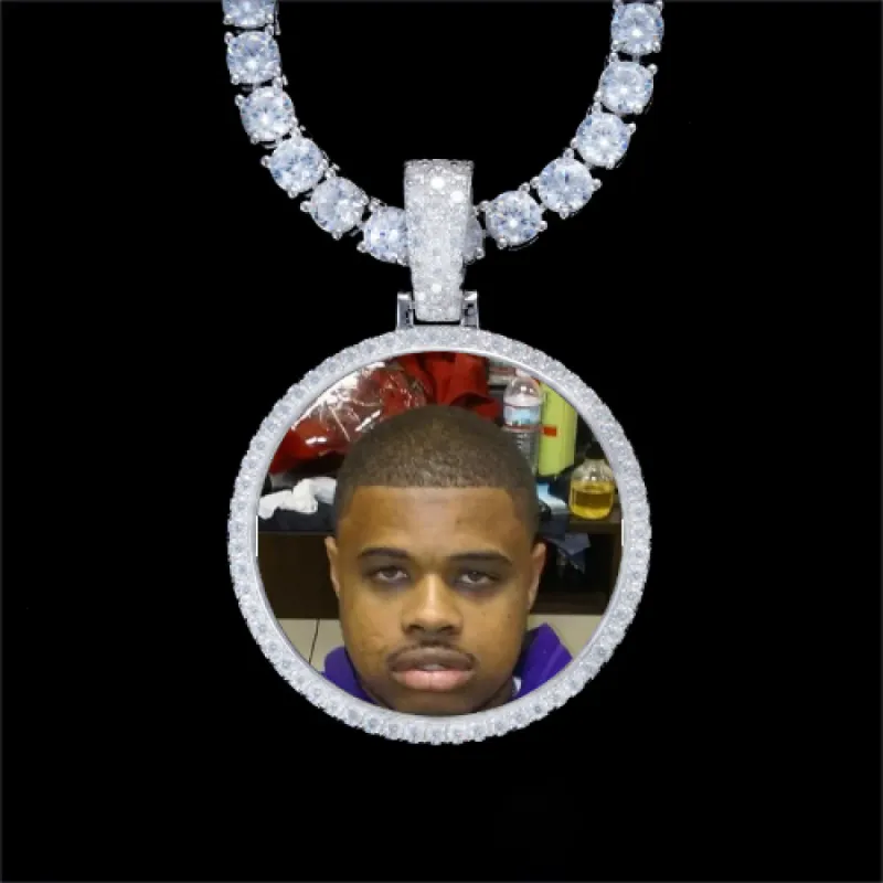 925S & VVS Moissanite 3D Circle Custom Picture Pendant sold by The GUU Shop