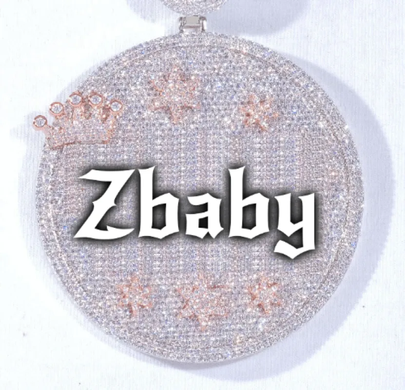 CUSTOM LETTER NECKLACE 3D BIG CROWN DISC sold by The GUU Shop