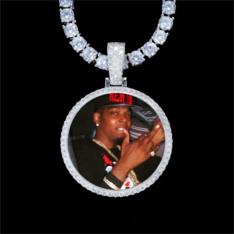925S & VVS Moissanite 3D Circle Custom Picture Pendant sold by The GUU Shop