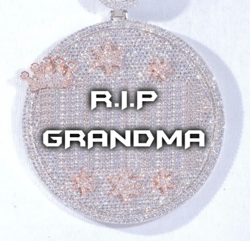 CUSTOM LETTER NECKLACE 3D BIG CROWN DISC sold by The GUU Shop