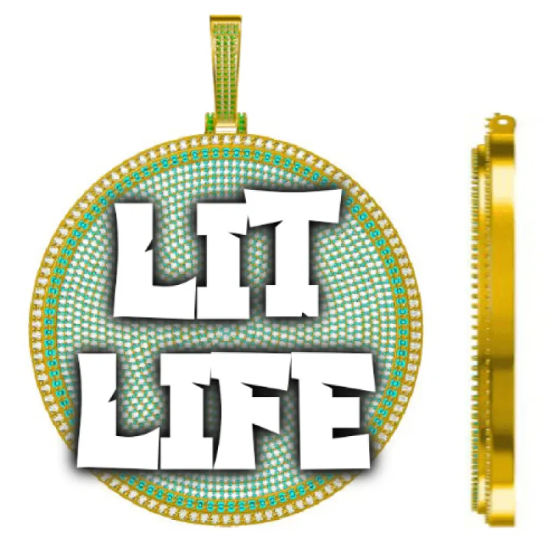 CUSTOM LETTER NECKLACE 3D BIG DISC sold by The GUU Shop