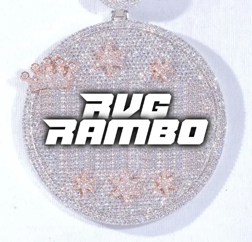 CUSTOM LETTER NECKLACE 3D BIG CROWN DISC sold by The GUU Shop