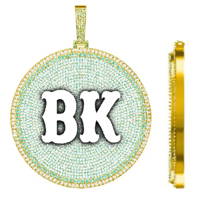 CUSTOM LETTER NECKLACE 3D BIG DISC sold by The GUU Shop