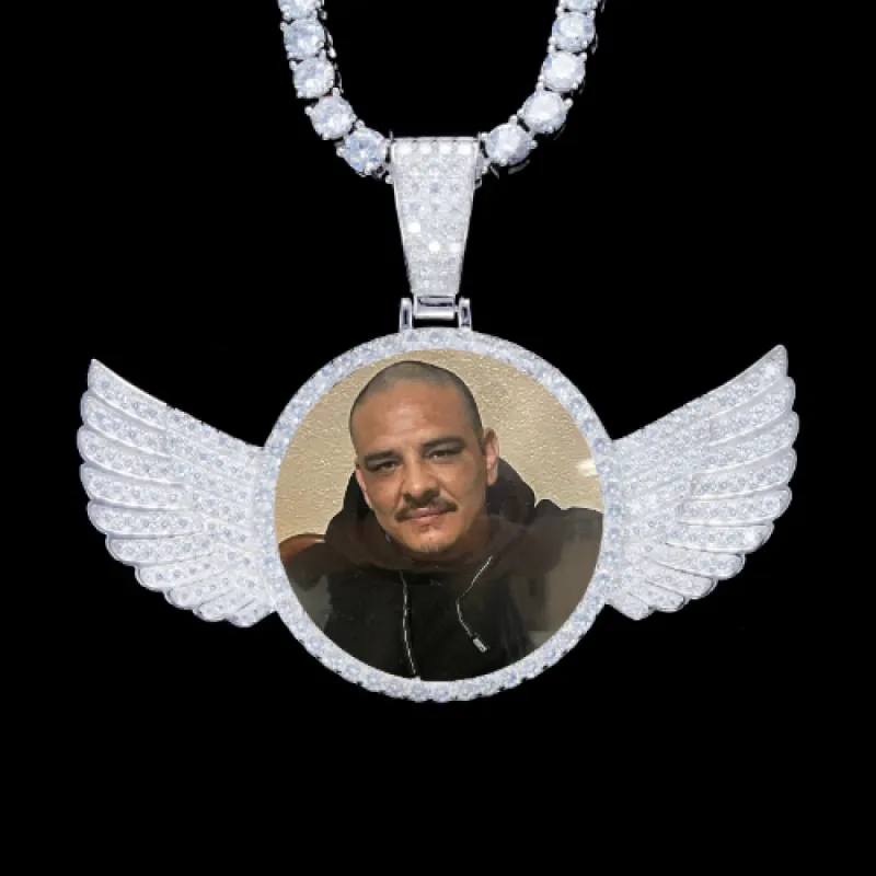 925S & VVS Moissanite 3D Wing Custom Picture Pendant sold by The GUU Shop