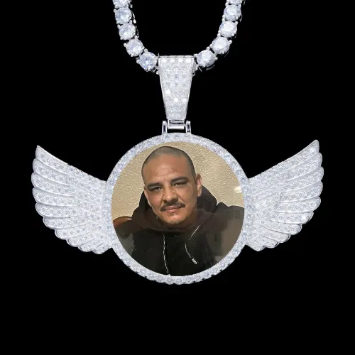 925S & VVS Moissanite 3D Wing Custom Picture Pendant sold by The GUU Shop