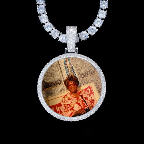 925S & VVS Moissanite 3D Circle Custom Picture Pendant sold by The GUU Shop