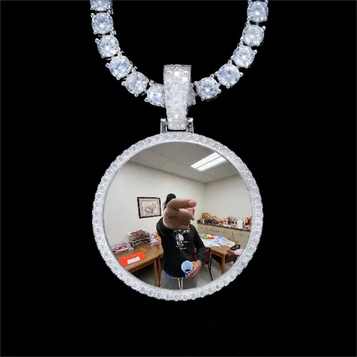 925S & VVS Moissanite 3D Circle Custom Picture Pendant sold by The GUU Shop