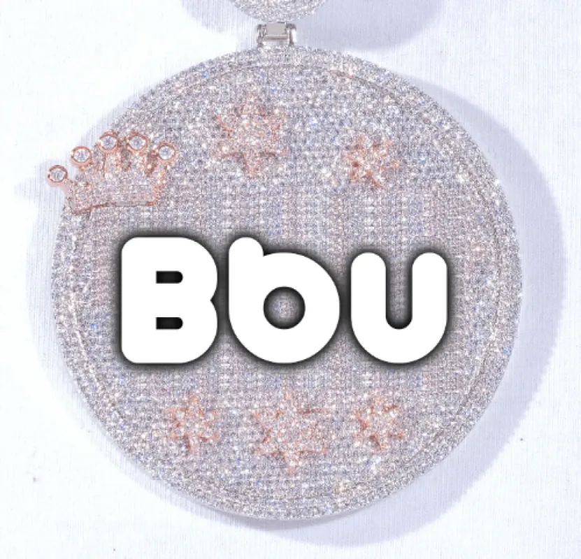 CUSTOM LETTER NECKLACE 3D BIG CROWN DISC sold by The GUU Shop