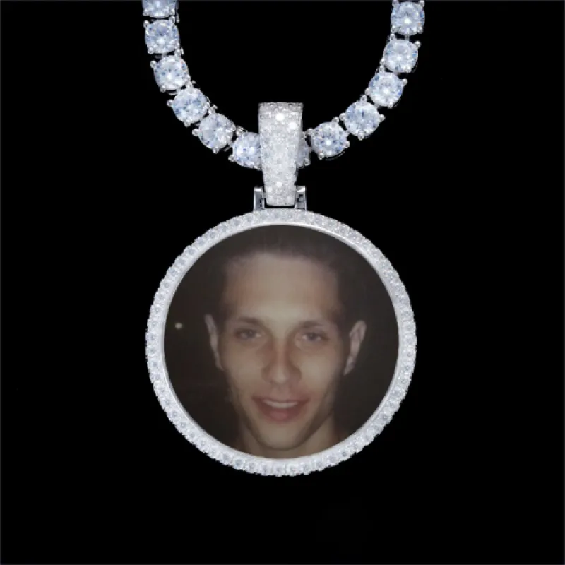 925S & VVS Moissanite 3D Circle Custom Picture Pendant sold by The GUU Shop