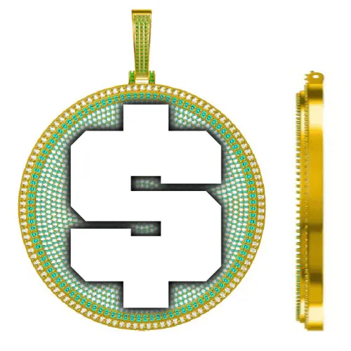 CUSTOM LETTER NECKLACE 3D BIG DISC sold by The GUU Shop